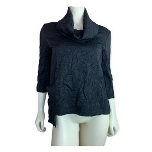 Porto San Francisco Black Crinkle Drape Asymmetrical Jacket Top